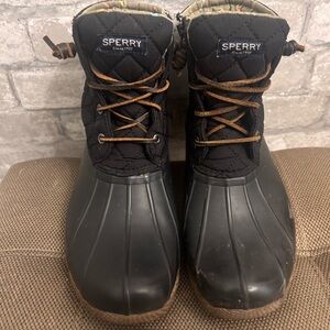 Sperry Black Quilted Waterproof Boots